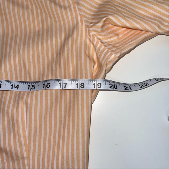 Chico’s No Iron 100% Cotton Neon Orange & White Striped Button Down Shirt Large - Picture 8 of 11